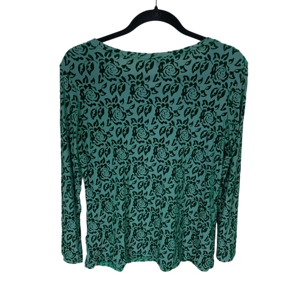 Women's Hannah Green Floral Velvet Burnout Long Sleeve Top Size S Whimsigoth - Picture 2 of 4